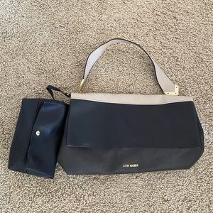 Steve Madden Tote! Two Tone Black and Cream. Never used! With makeup bag inside!
